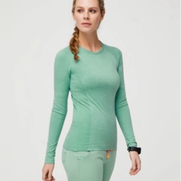 FIGS Salta Seamless Long-sleeve Underscrub Top  Size Large Seafoam Green 💚 - Picture 2 of 5